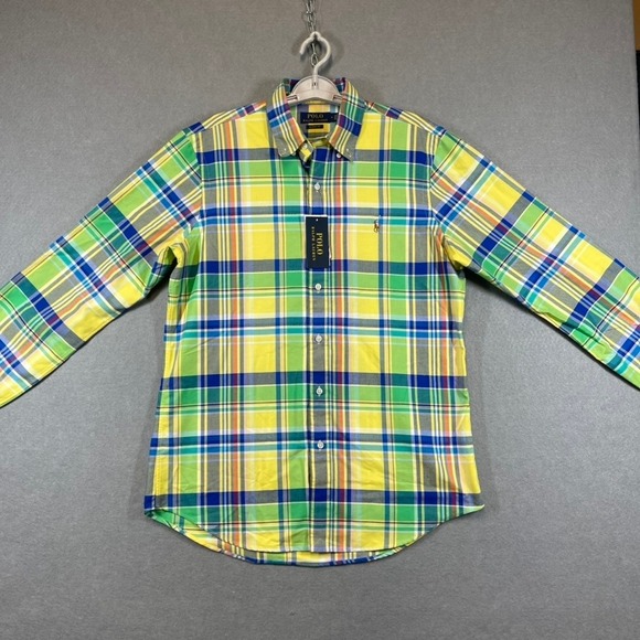 Polo Ralph Lauren Other - Polo Ralph Lauren Shirt Men Medium Yellow Madras Classic Long Sleeve Button Down